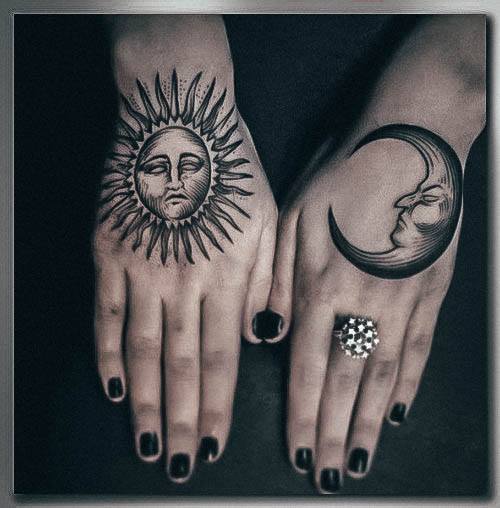 Sun And Moon Womens Tattoo Designs