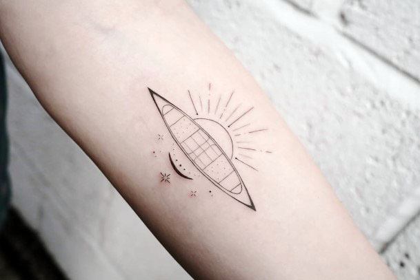 Sun And Ufo Tattoo Womens Hands