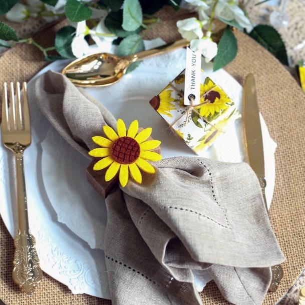 Sunflower And Burlap Napkin Wedding Decor