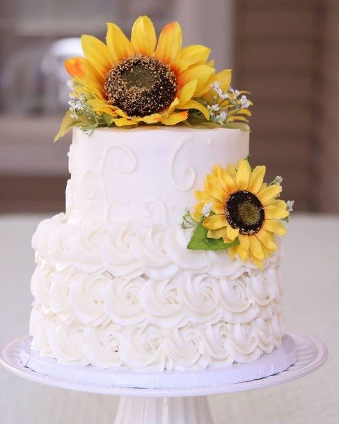 Sunflower Decorated Country Wedding Cakes