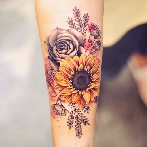 Sunflower Lovely Tattoo Womens Forearms