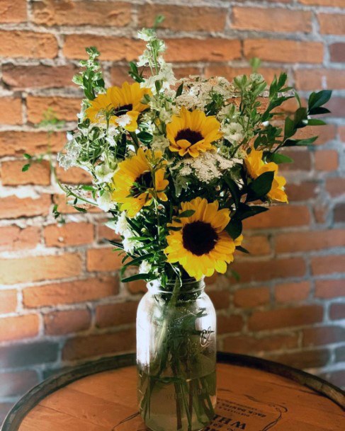 Sunflowers In Mason Jar Wedding Decorations