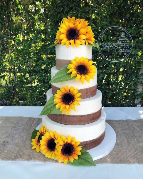 Sunflowers Red Velvet Wedding Cake