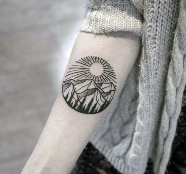 Sunrise Over Mountains Tattoo For Women