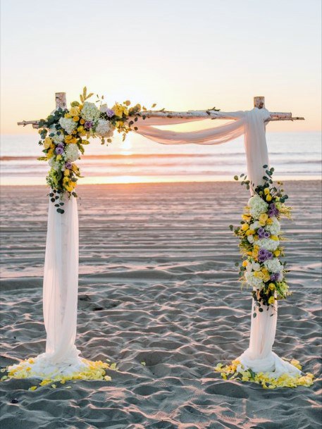 Sunset Beach Yellow Flowers Arch