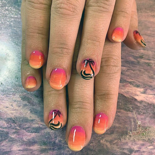 Sunset Tropical Nails Women