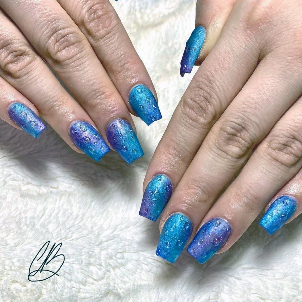 Super Blue Water Nails Women