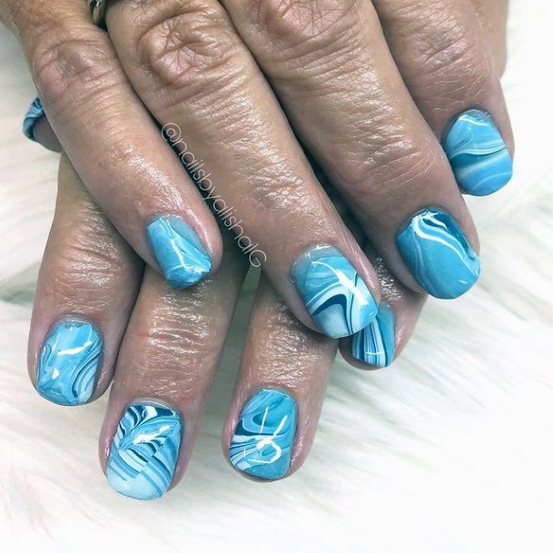 Super Water Blue Nails Women