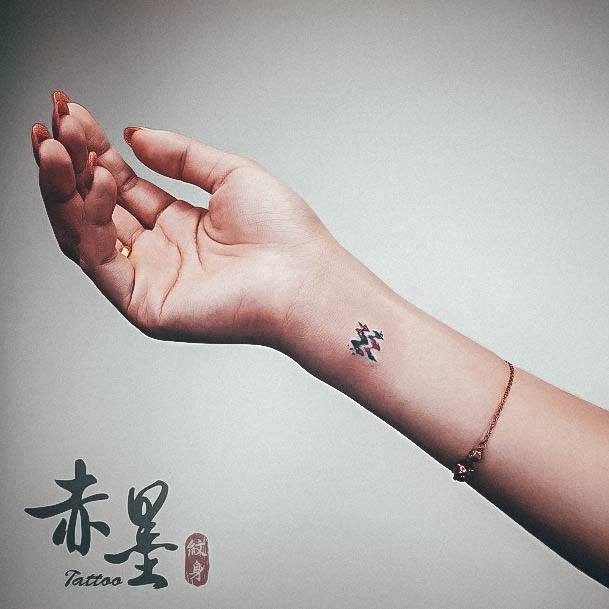 Sweet Aquarius Tattoo Designs For Girls