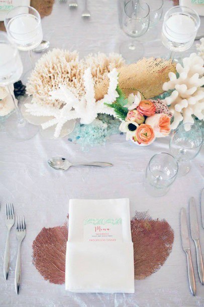 Sweet Beachy Coral Sea Shell Table Decorations For Wedding Ideas