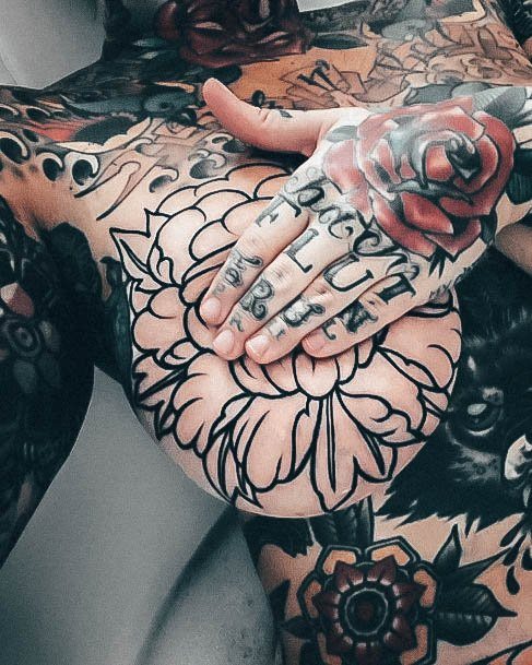 Sweet Boob Tattoo Designs For Girls