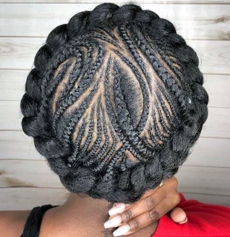 Sweet Braided Crown Micro Cornrows Braided Hairstyles For Black Women