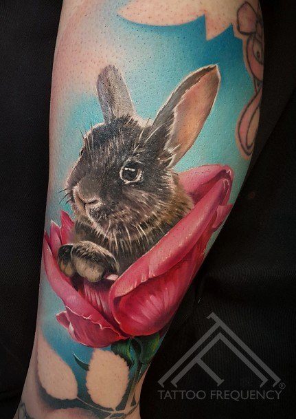 Sweet Bunny Rabbit Tattoo Designs For Girls