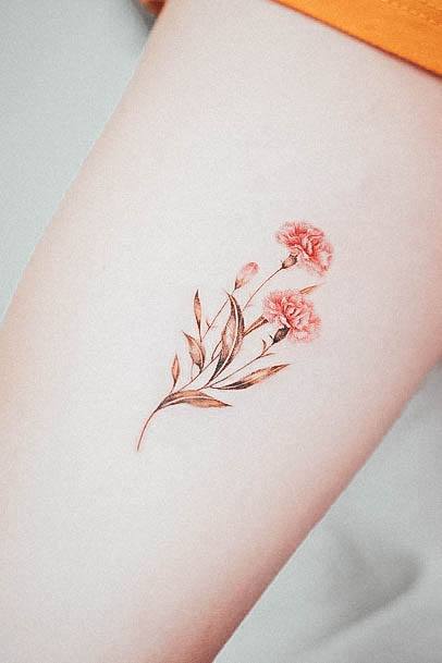 Sweet Carnation Tattoo Designs For Girls