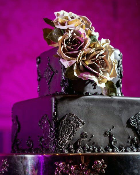 Sweet Clack Wedding Cake Gorgeous Floral Halloween Design Ideas