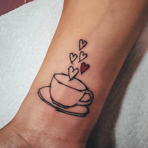 Sweet Coffee Mug Tattoo Designs For Girls