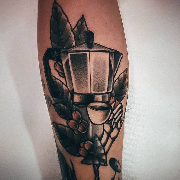 Sweet Coffee Pot Tattoo Designs For Girls