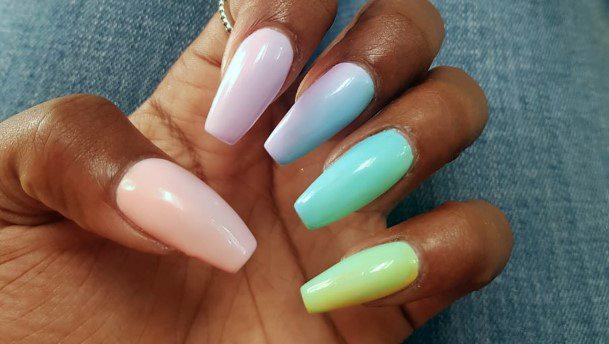 Sweet Colorful Pastel Womens Ombre Nail Design