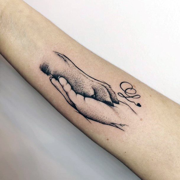 Sweet Dog Hand Shake Tattoo Womens Art