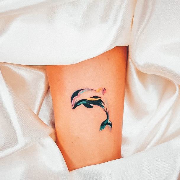 Sweet Dolphin Tattoo Designs For Girls