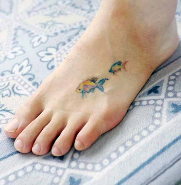 Sweet Fish Tattoo Womens Foot