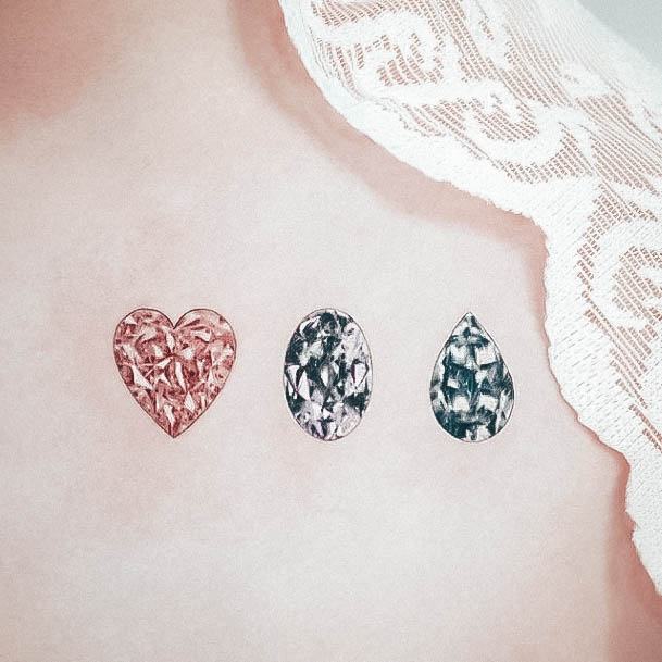 Sweet Gem Tattoo Designs For Girls Chest Small Tiny Diamonds