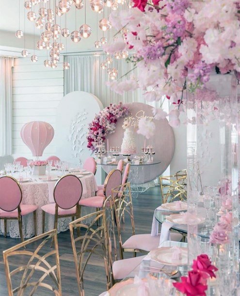 Sweet Girly Pink Amazing Floral Wedding Decoration Ideas Delicious Desert Table Inspiration