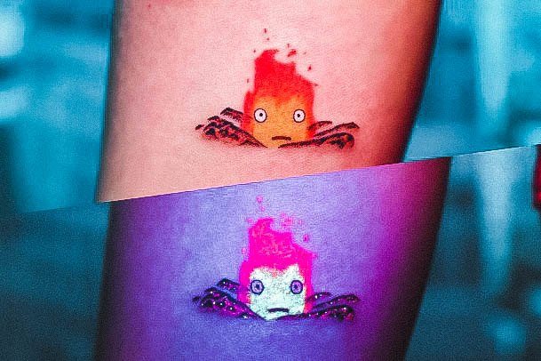 Sweet Glow In The Dark Tattoo Designs For Girls Flame