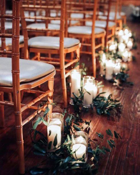 Sweet Greenery Plant Candle Aisle Pew Decor For Wedding