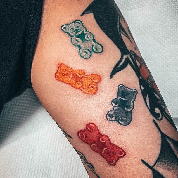 Sweet Gummy Bear Tattoo Designs For Girls