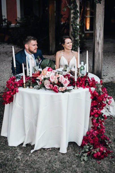 Sweet Heart Table Red Wedding Flowers