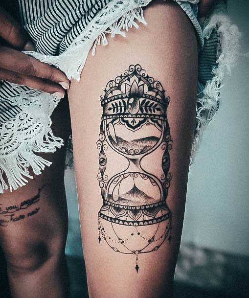 Sweet Hourglass Tattoo Designs For Girls