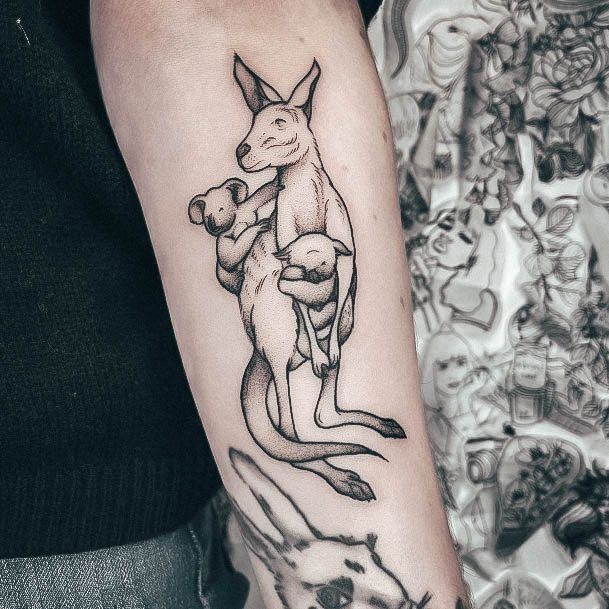 Sweet Kangaroo Tattoo Designs For Girls