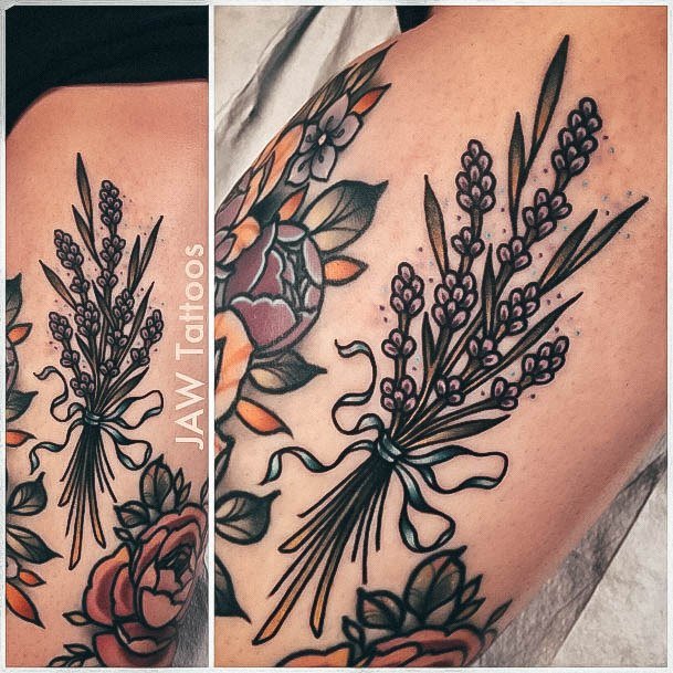 Sweet Lavender Tattoo Designs For Girls