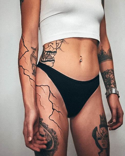 Sweet Lightning Bolt Tattoo Designs For Girls