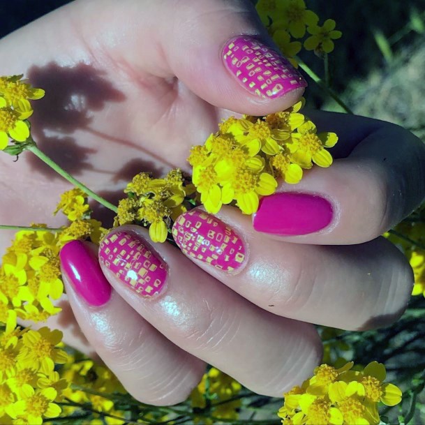 Sweet May Nails Spring Pink Yellow Polka Dot Design Ideas For Ladies