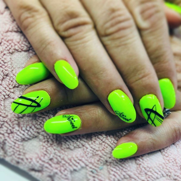 Sweet Neon Green Nails