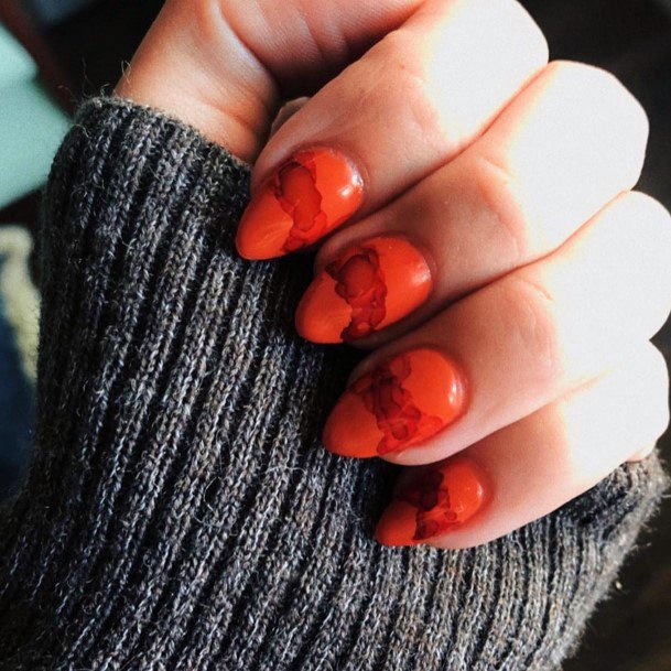 Sweet Orange Red Nails For Women