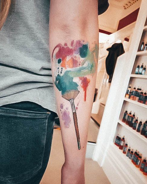 Sweet Paint Brush Tattoo Designs For Girls