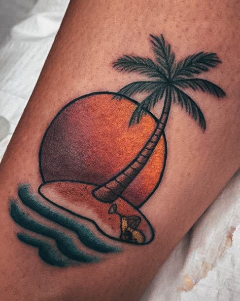 Sweet Palm Tree Tattoo Designs For Girls