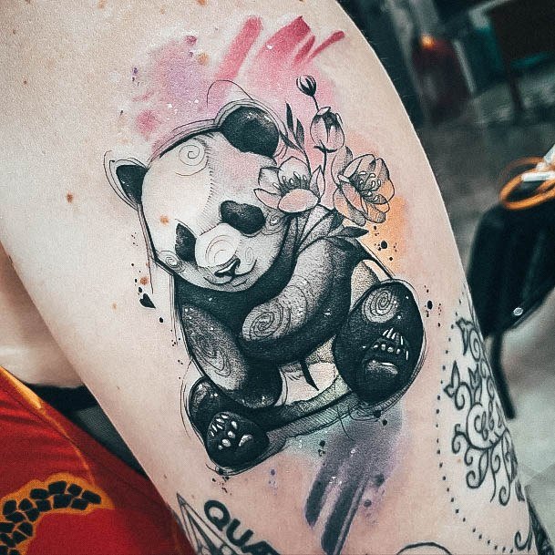 Sweet Panda Tattoo Designs For Girls