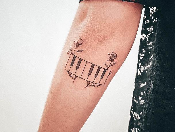 Sweet Piano Tattoo Designs For Girls