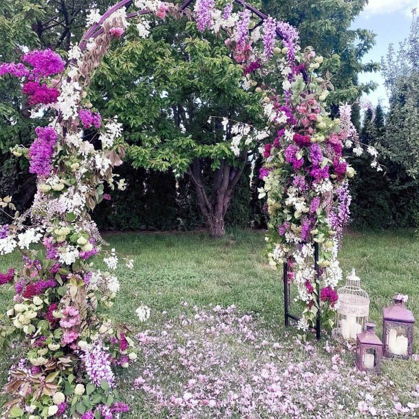 Sweet Pink White Floral Wedding Arbor Greenery Ideas Outdoor