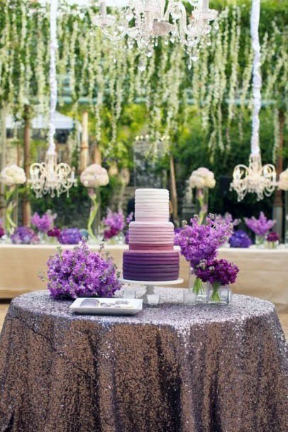 Sweet Purple Floral Bouquet Inspiration Wedding Decor Cake