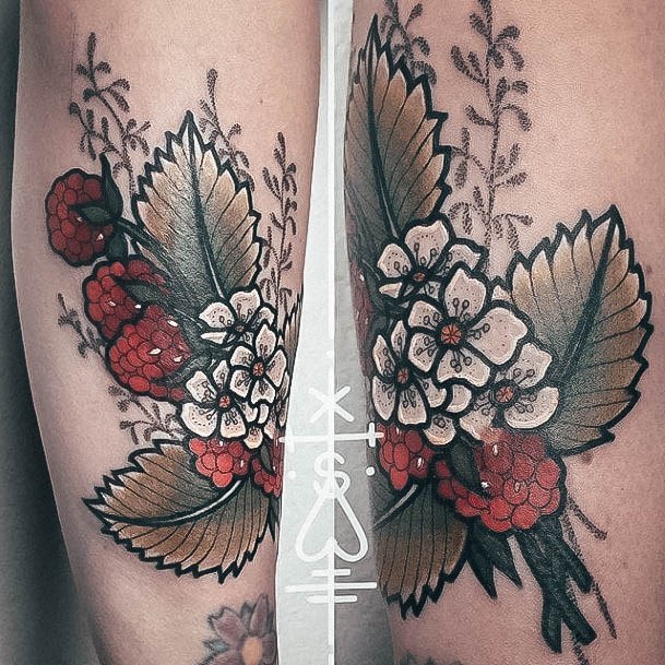 Sweet Raspberry Tattoo Designs For Girls