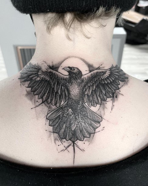 Sweet Raven Tattoo Designs For Girls