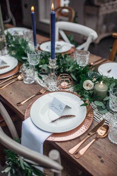 Sweet Rose Gold Silverware Decor Wedding Table Ideas