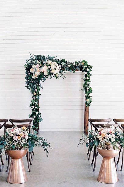 Sweet Rose Gold Vase Gorgeous Floral Decor Entrance Wedding Inspiration