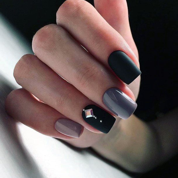 Top 50 Best Short Black Nails For Women - Beautiful Dark Designs