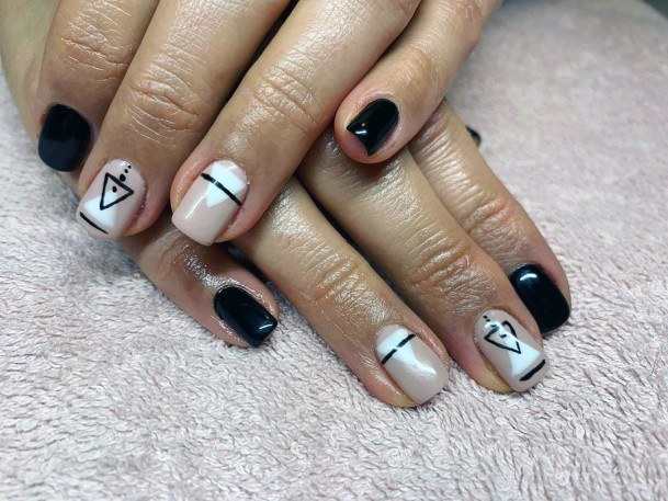 Sweet Short Girly Nails White Nude Black Inspiration Ideas For Women